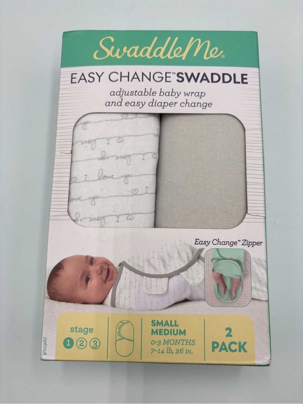 SwaddleMe by Ingenuity Easy Change Swaddle, Size Small/Medium 2 Pack